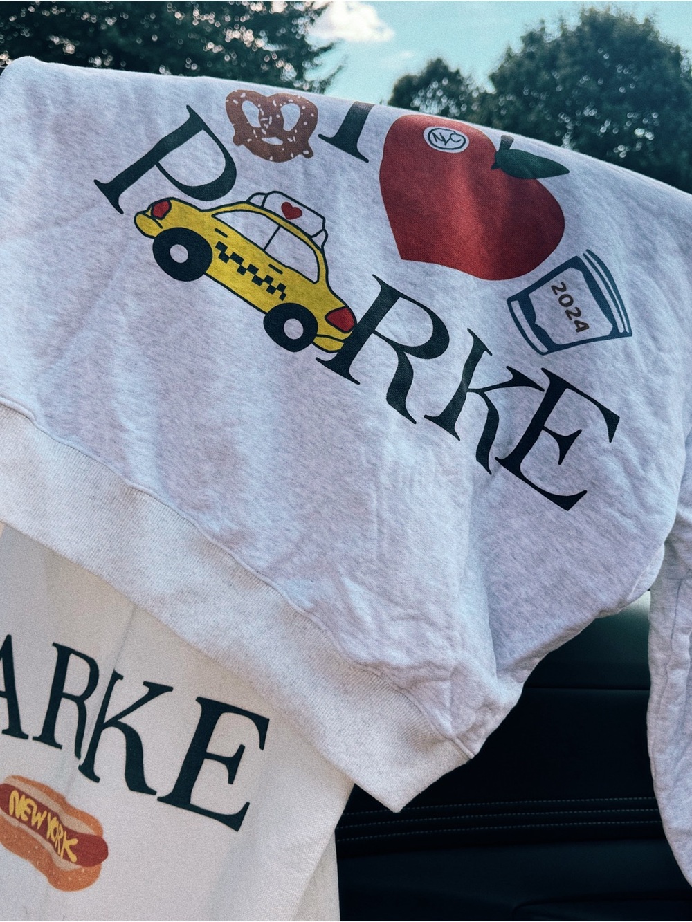 I ♥ Parke Graphic Sweatshirt - Light Gray Hoodie with Colorful NYC Icons